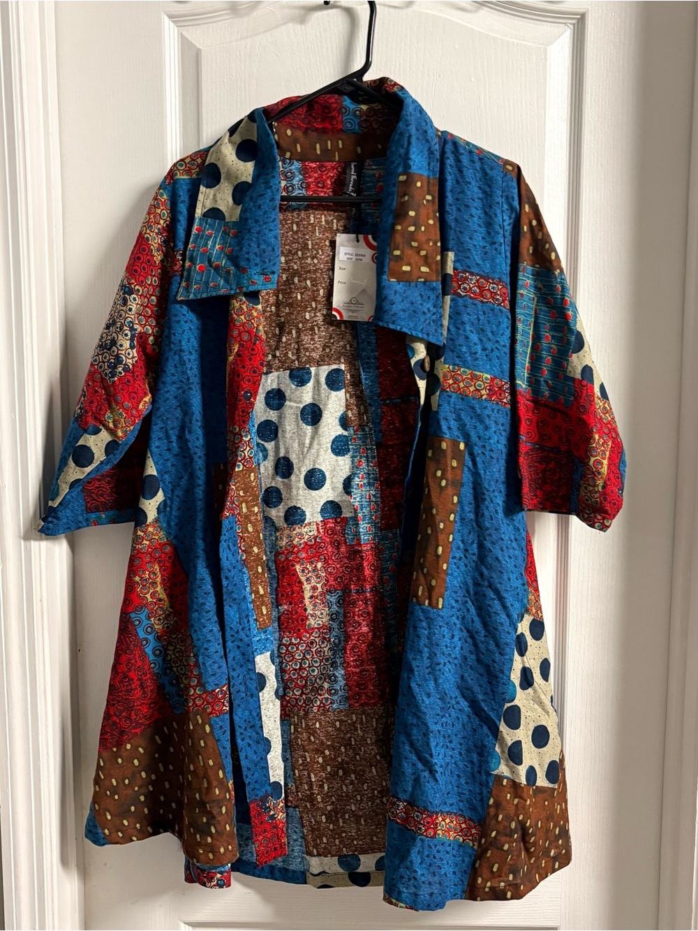 Sacred Threads Cotton Patchwork Short Sleeve Tunic - Blue Multi